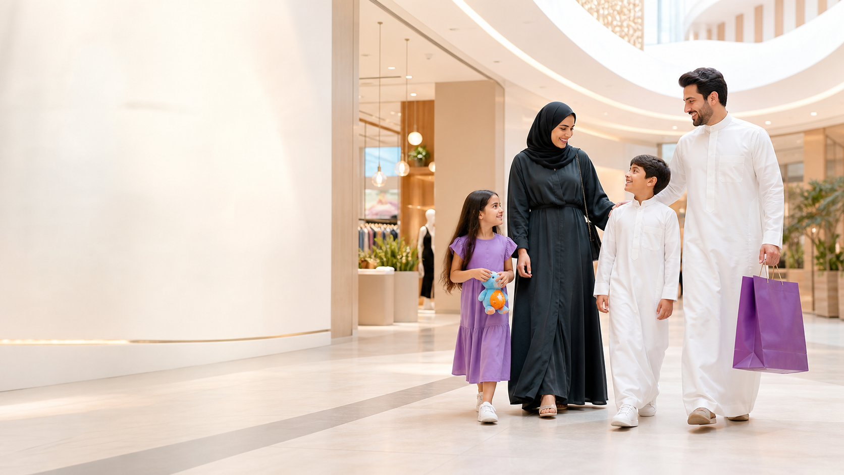 عائلة تتسوّق داخل ممرات ماكس مول